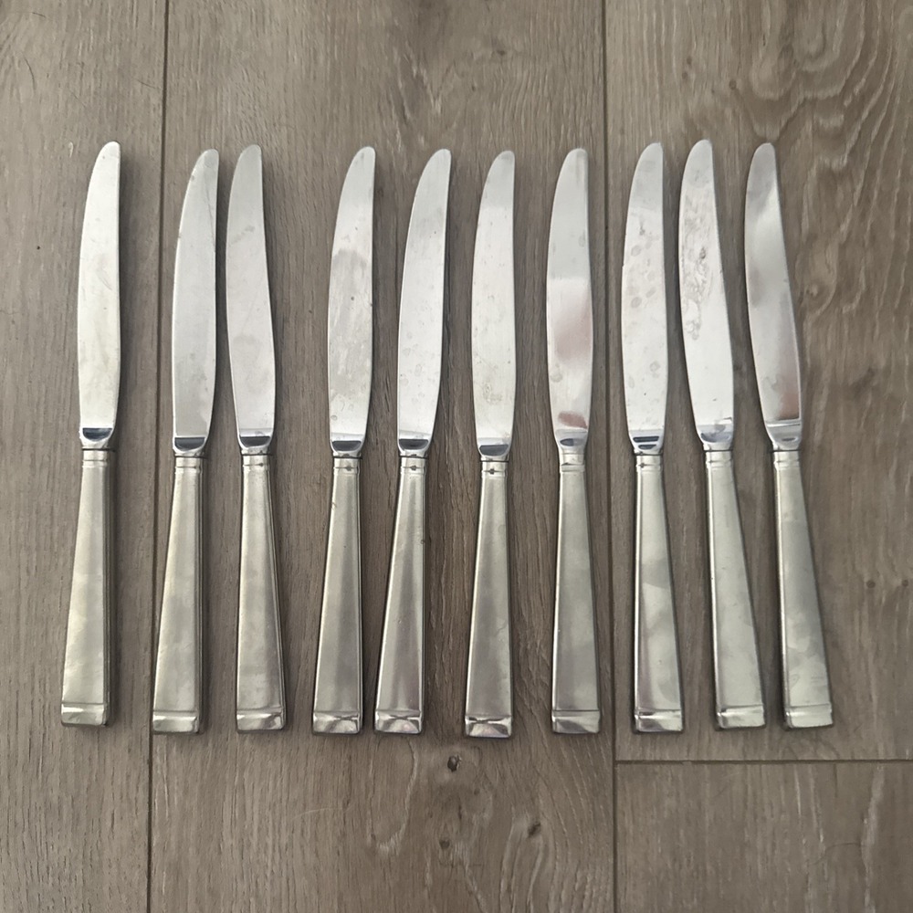 Set of 10 Oneida Silver Frost Pattern Dinner Knives 9.75" Long USA‎